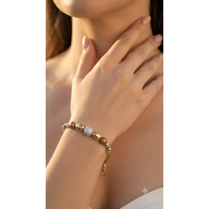 dorika model taşlı altın bileklik