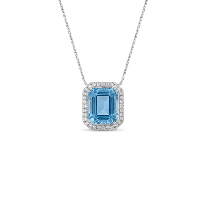 blue topaz taşlı pırlantalı kolye