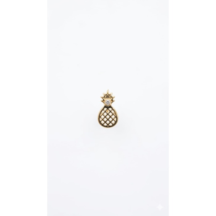 ananas figürlü altın kıkırdak küpe